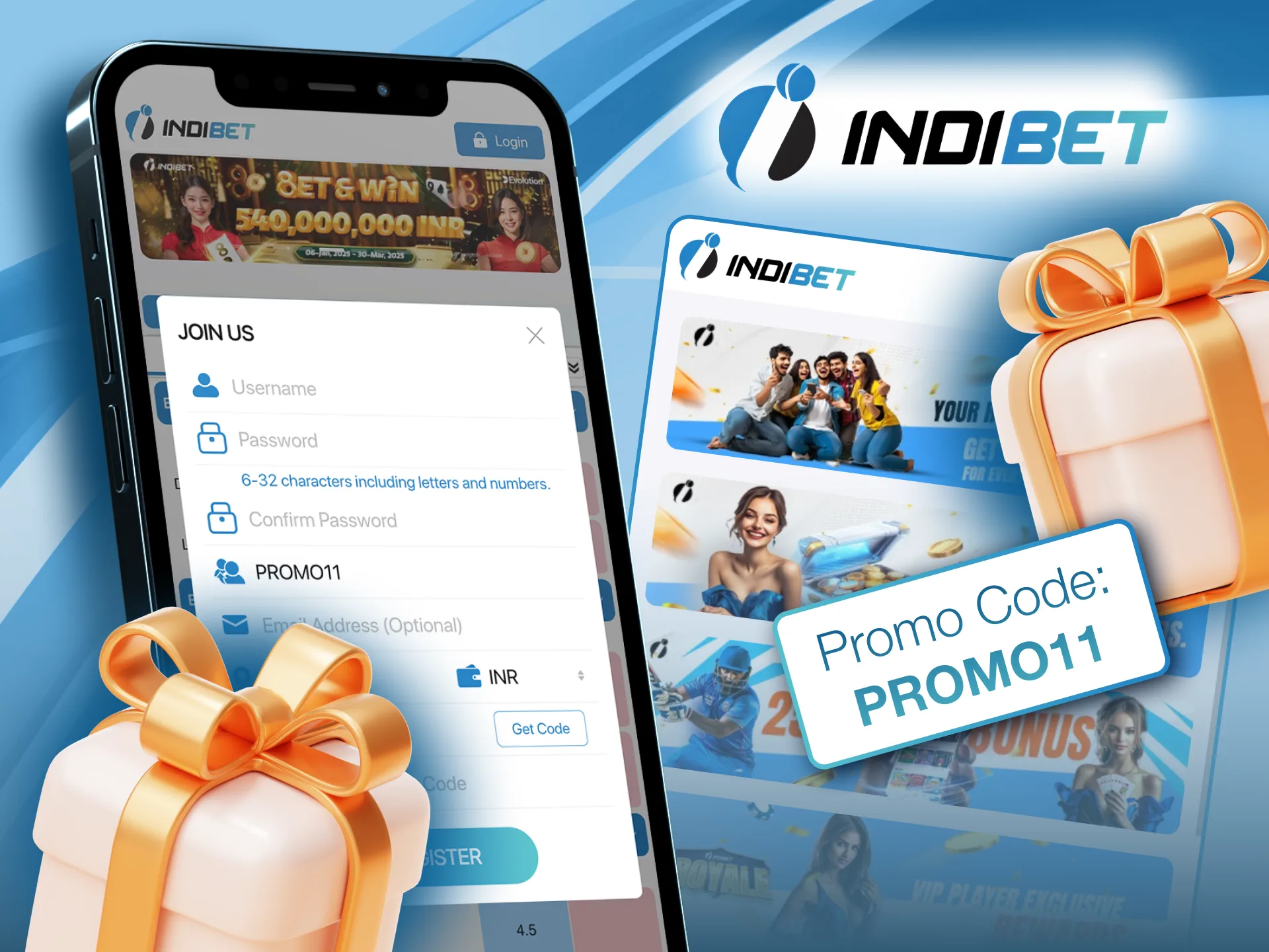 Activate the PROMO11 bonus on Indibet for a 200% first deposit reward, split between sports and casino sections.