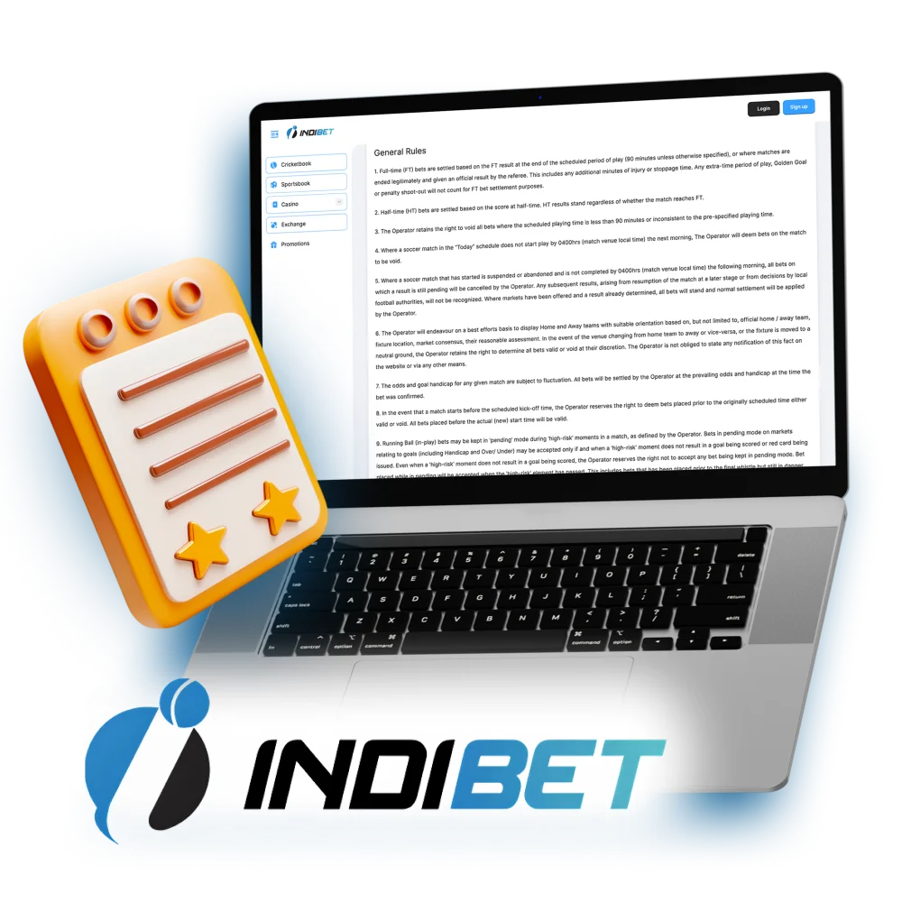Read rules of Indibet betting company before making bets.
