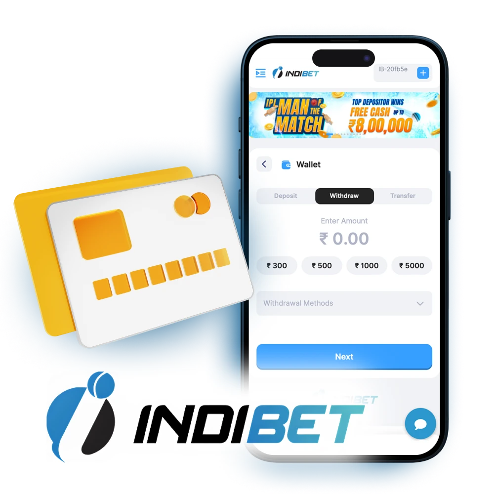 Withdraw money without troubles at Indibet.