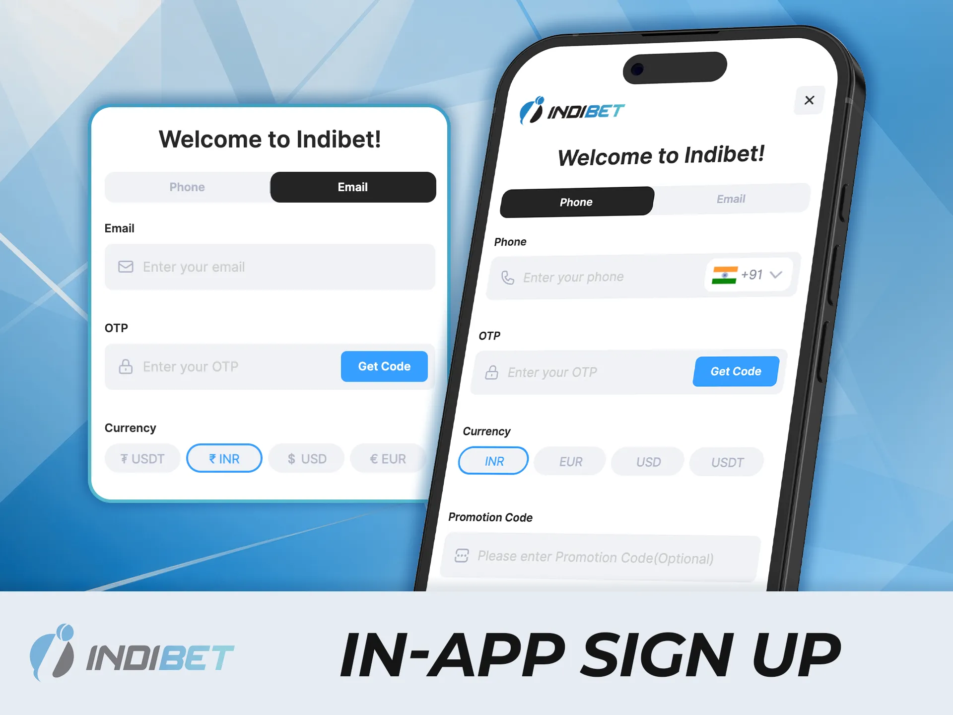 Sign up directly in the IndiBet app and begin your gaming journey.